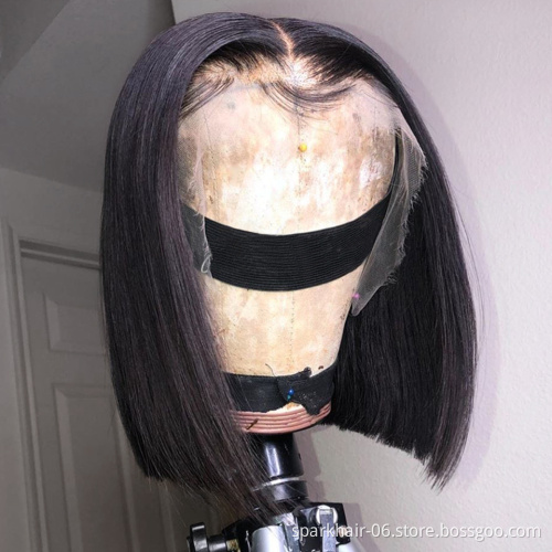 Wholesale Transparent Lace Front Wig Short Bob Lace Wigs For Black Women Brazilian Virgin Human Cuticle Aligned Hair Wigs